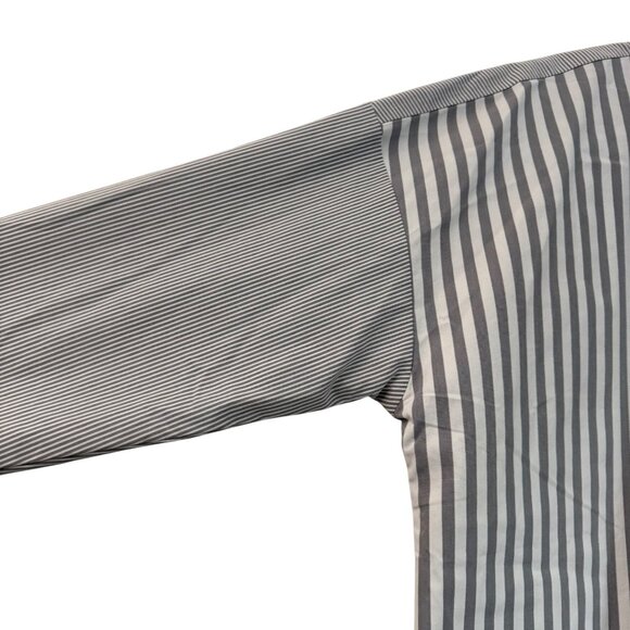 J Jill Wearever Gray White Striped Long Sleeve Tunic Button Shirt Large NEW - Picture 3 of 5